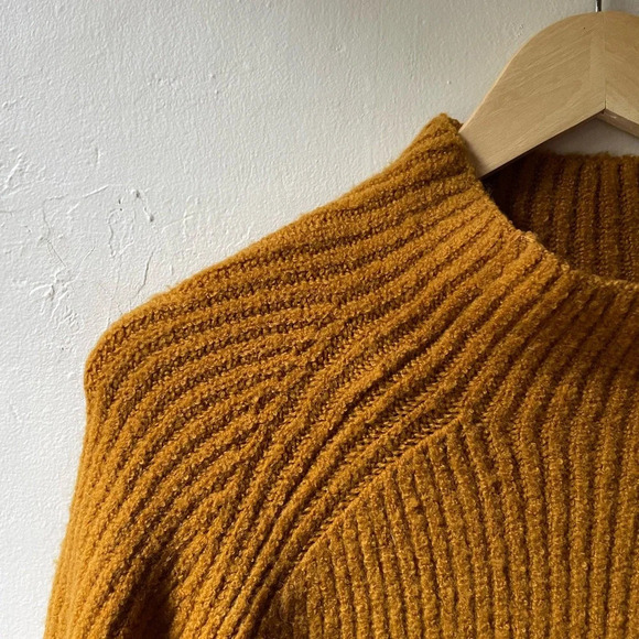 Madewell Northfield Mock Neck Chunky Funnel Knit Harvest Gold Sweater - Picture 11 of 13